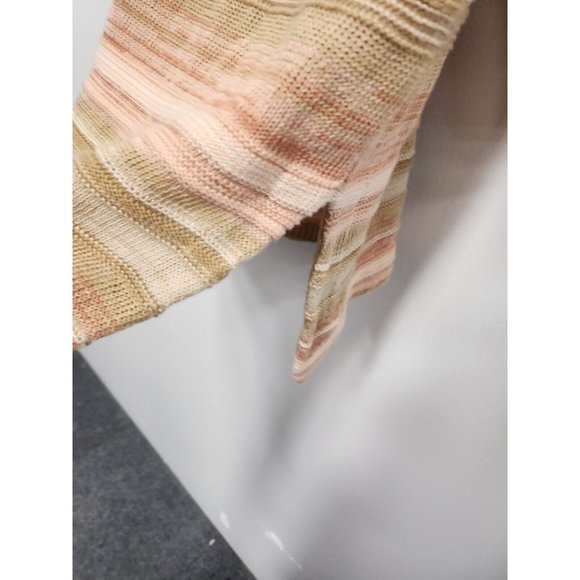 Lauren Ralph Lauren Denim Womens Sweater Medium Beige Linen Blend Striped Tunic - Picture 5 of 8